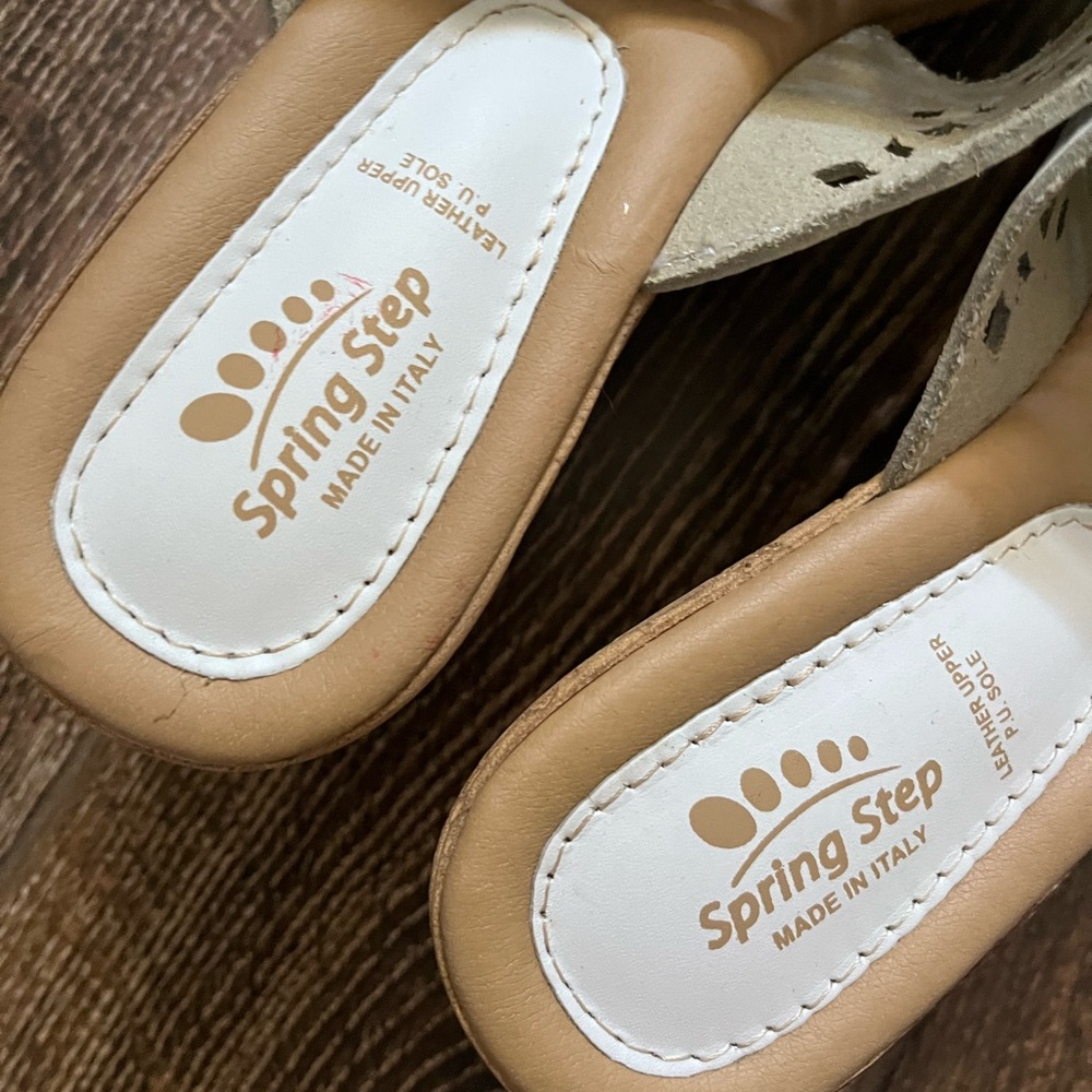 Spring Step Laser Cut Open Toe Slip On Wedges - image 5